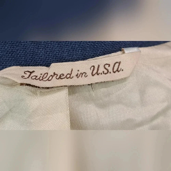 Vintage 80s 90s Stafford Men's Blazer Sport Coat Tailored in USA Blue 43R  42R - Picture 13 of 16